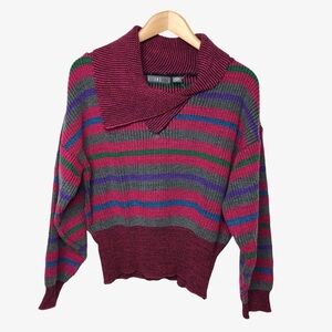 Gitano Vintage Sweater Pink Blouson Sleeve Size 40 Stripe